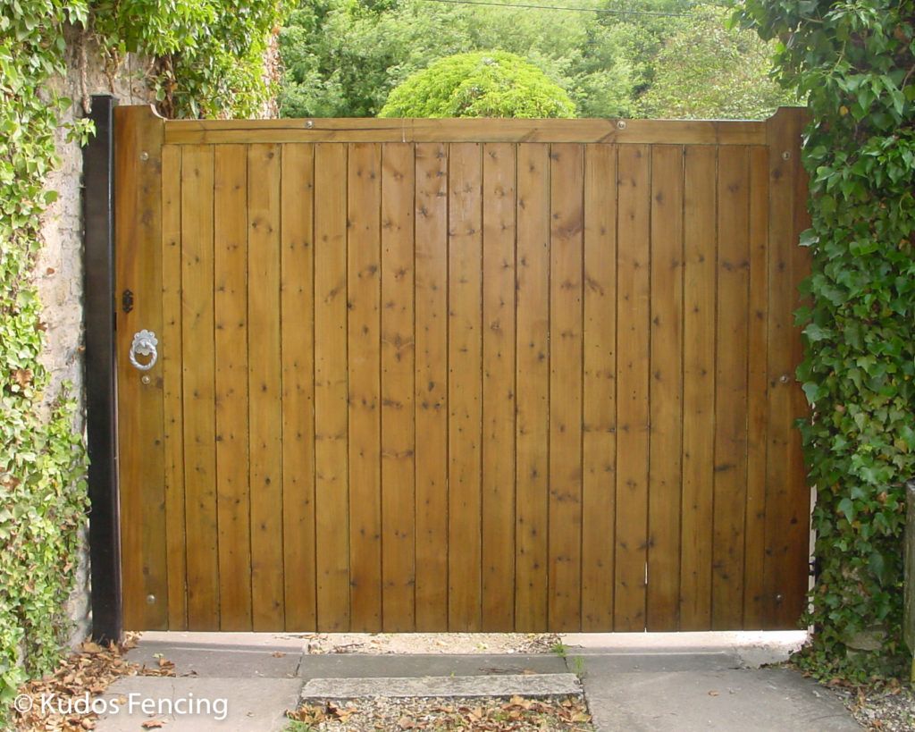 Steel Framed Timber Finish Wide Single Access Entrance Gates