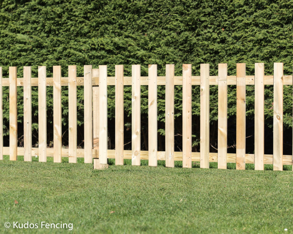 Flat top Picket Panel Fencing With 3" Timber Posts