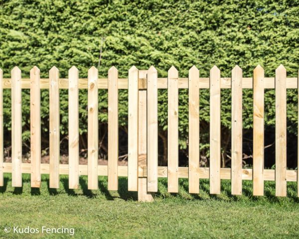 Pointed top Picket Panel Fencing With Timber Posts